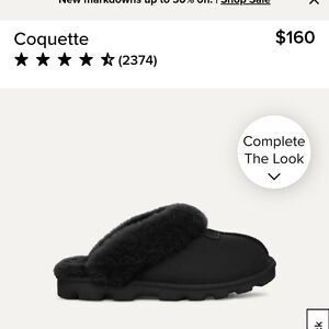 UGG Coquette Black Shearling Slide Slippers